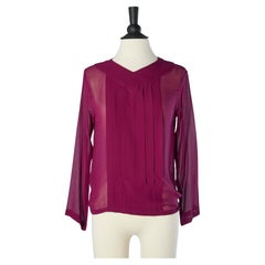 Purple silk chiffon shirt with pleats in the middle front Chanel 