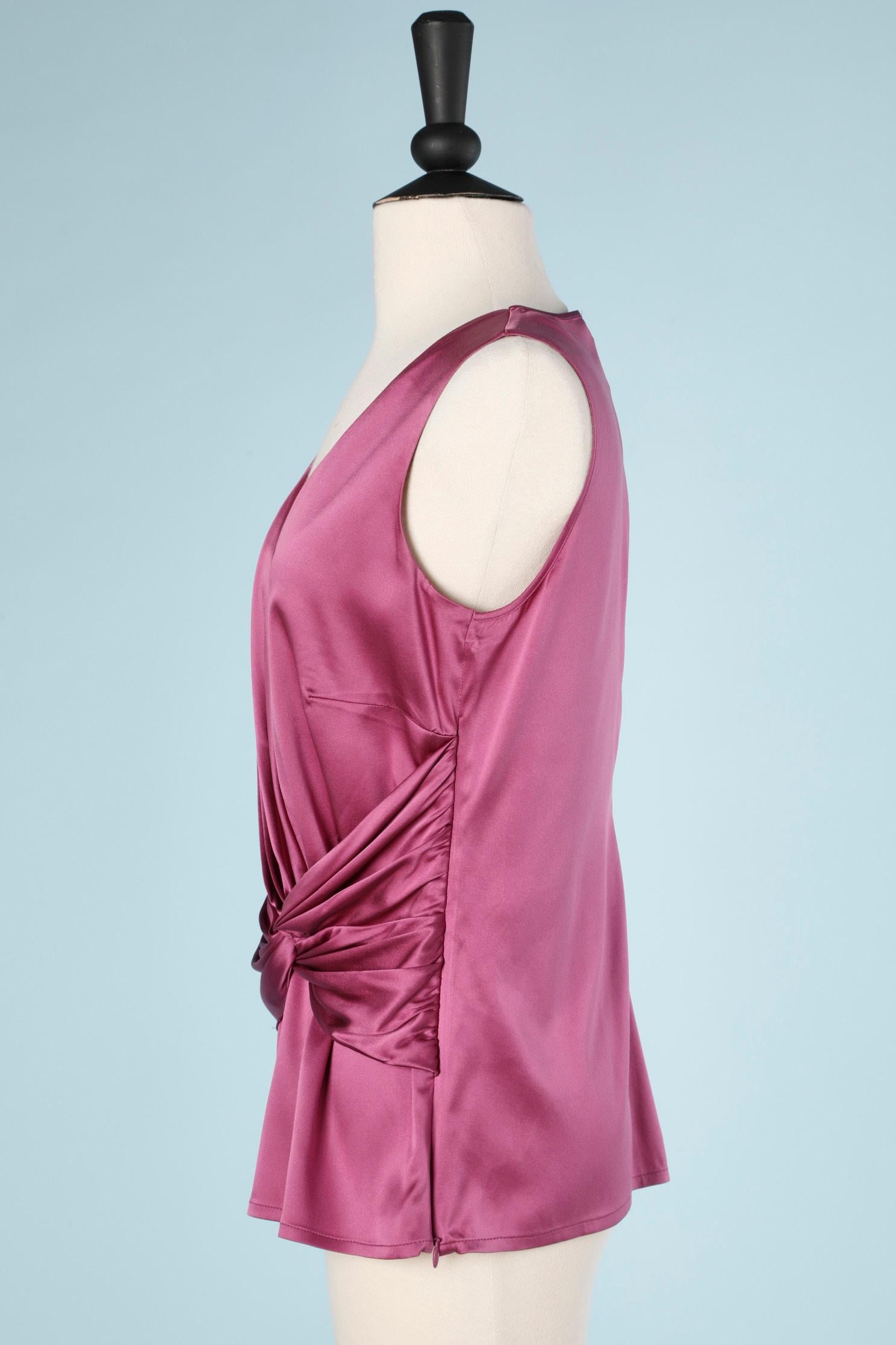 Women's Purple silk draped and twisted sleeveless top Luisa Spagnoli For Sale