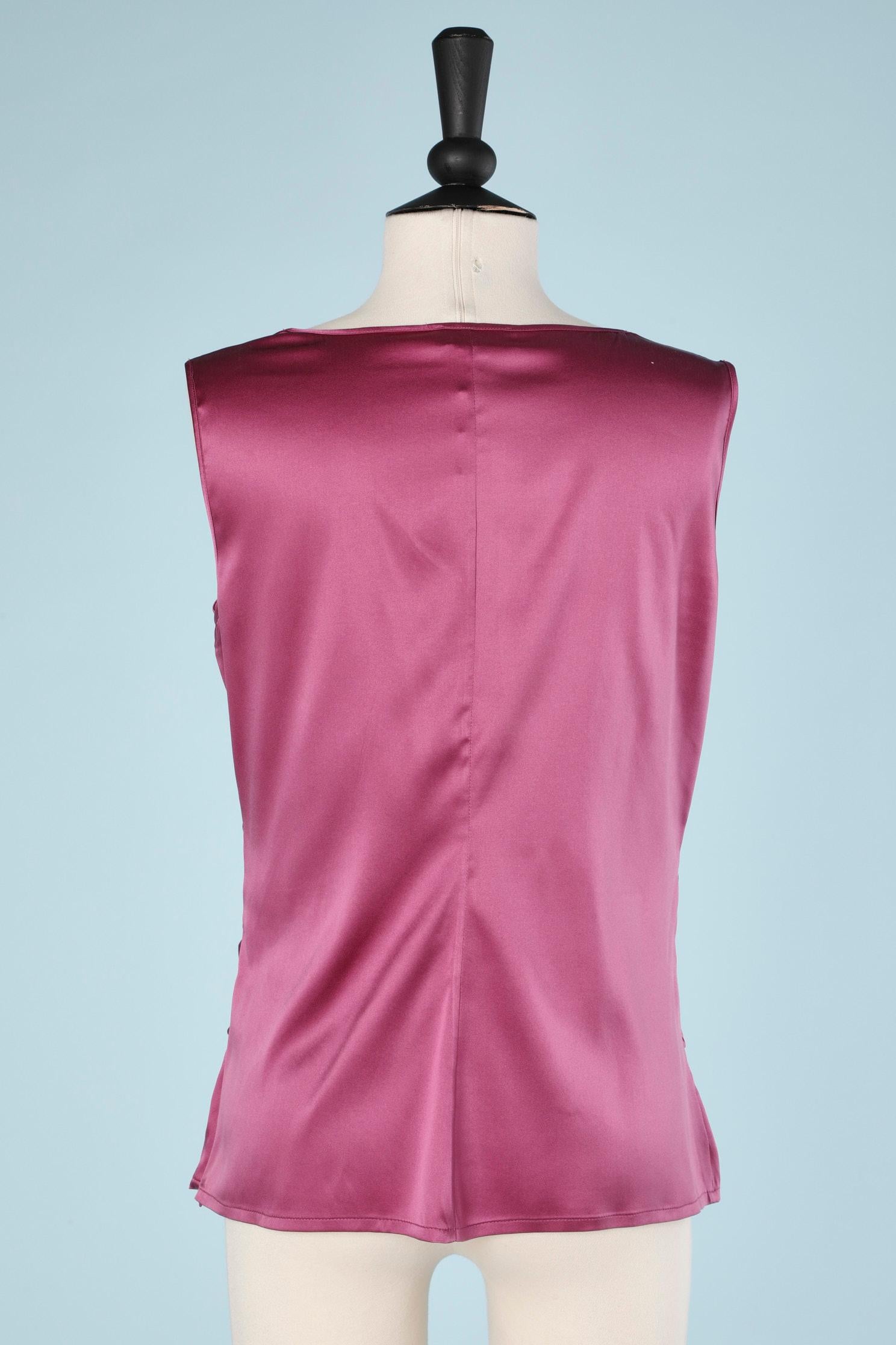 Purple silk draped and twisted sleeveless top Luisa Spagnoli For Sale 1