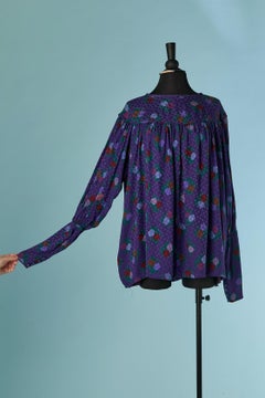 Purple silk jacquard top SAINT LAURENT Rive Gauche