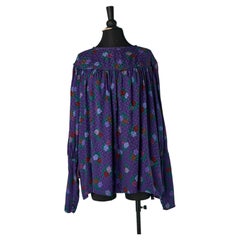 Purple silk jacquard top SAINT LAURENT Rive Gauche
