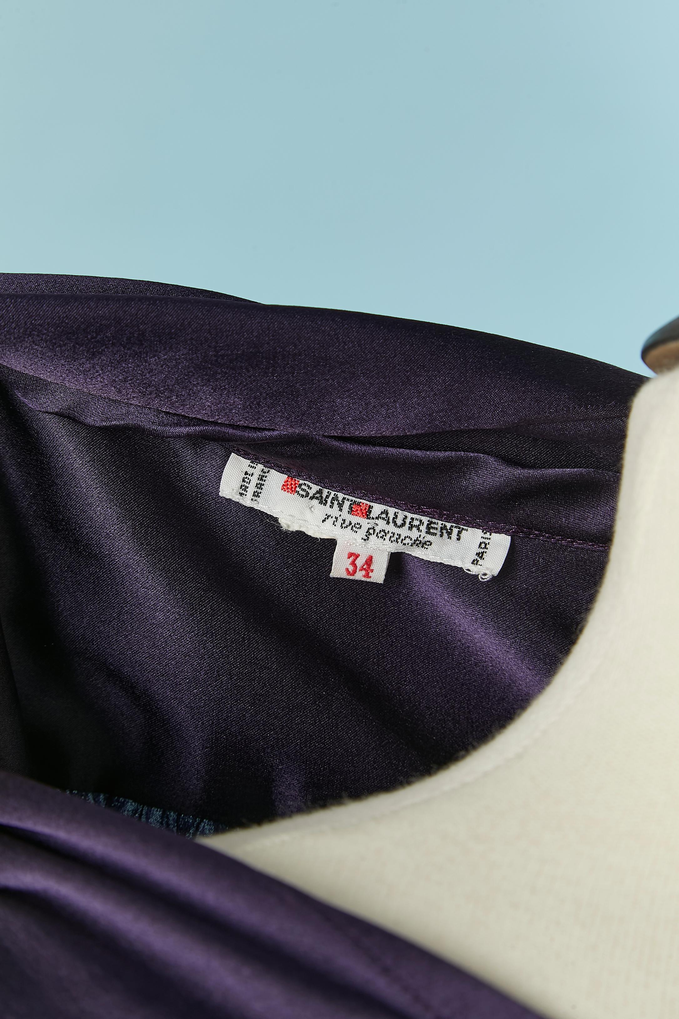 Purple silk shirt with bow tie SAINT LAURENT RIVE GAUCHE For Sale 2