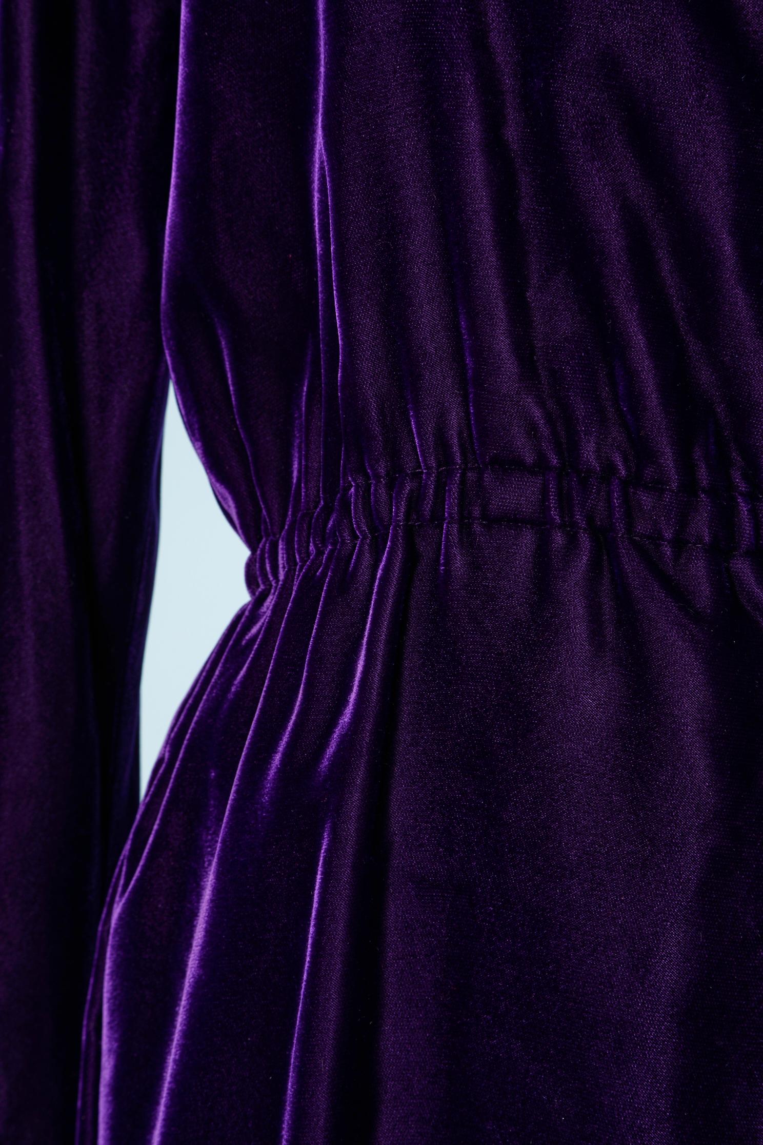 Black Purple silk velvet Opéra coat Halston  For Sale