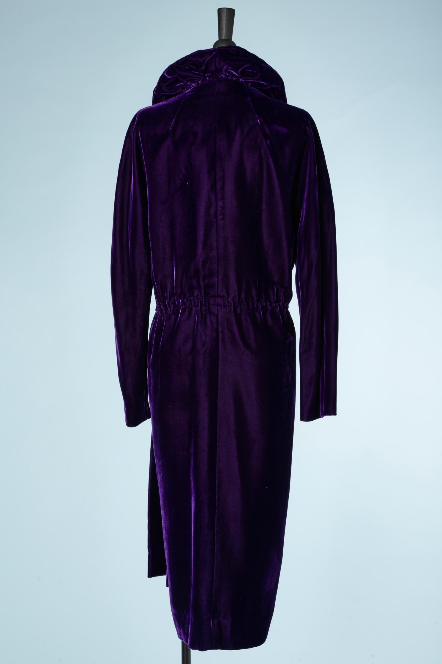 Women's or Men's Purple silk velvet Opéra coat Halston  For Sale