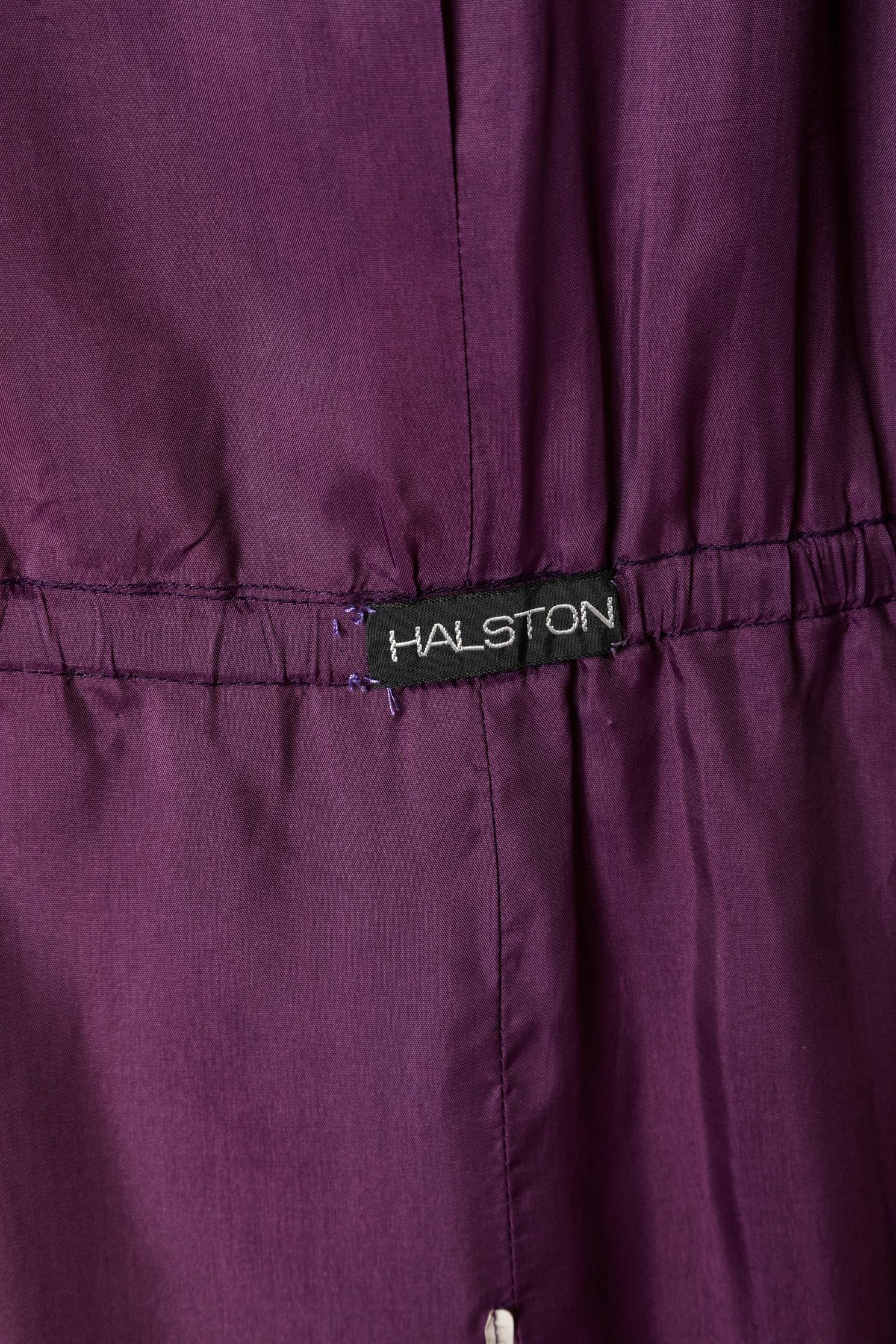 Purple silk velvet Opéra coat Halston  For Sale 1