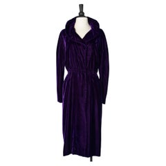 Purple silk velvet Opéra coat Halston 