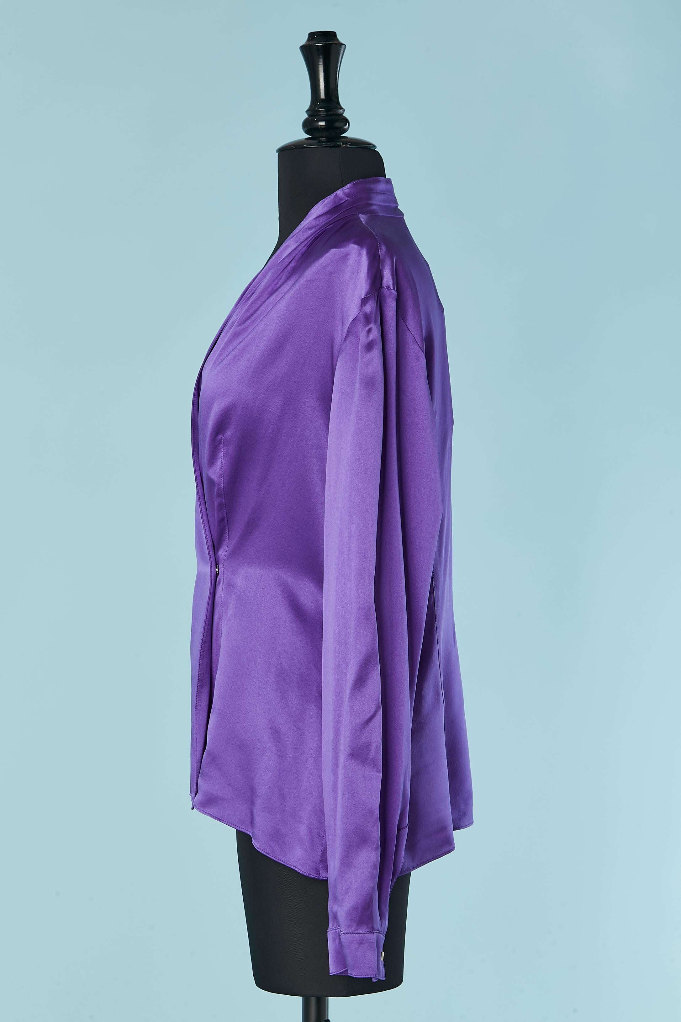 Purple silk wrap shirt Thierry Mugler Couture NEW For Sale 1