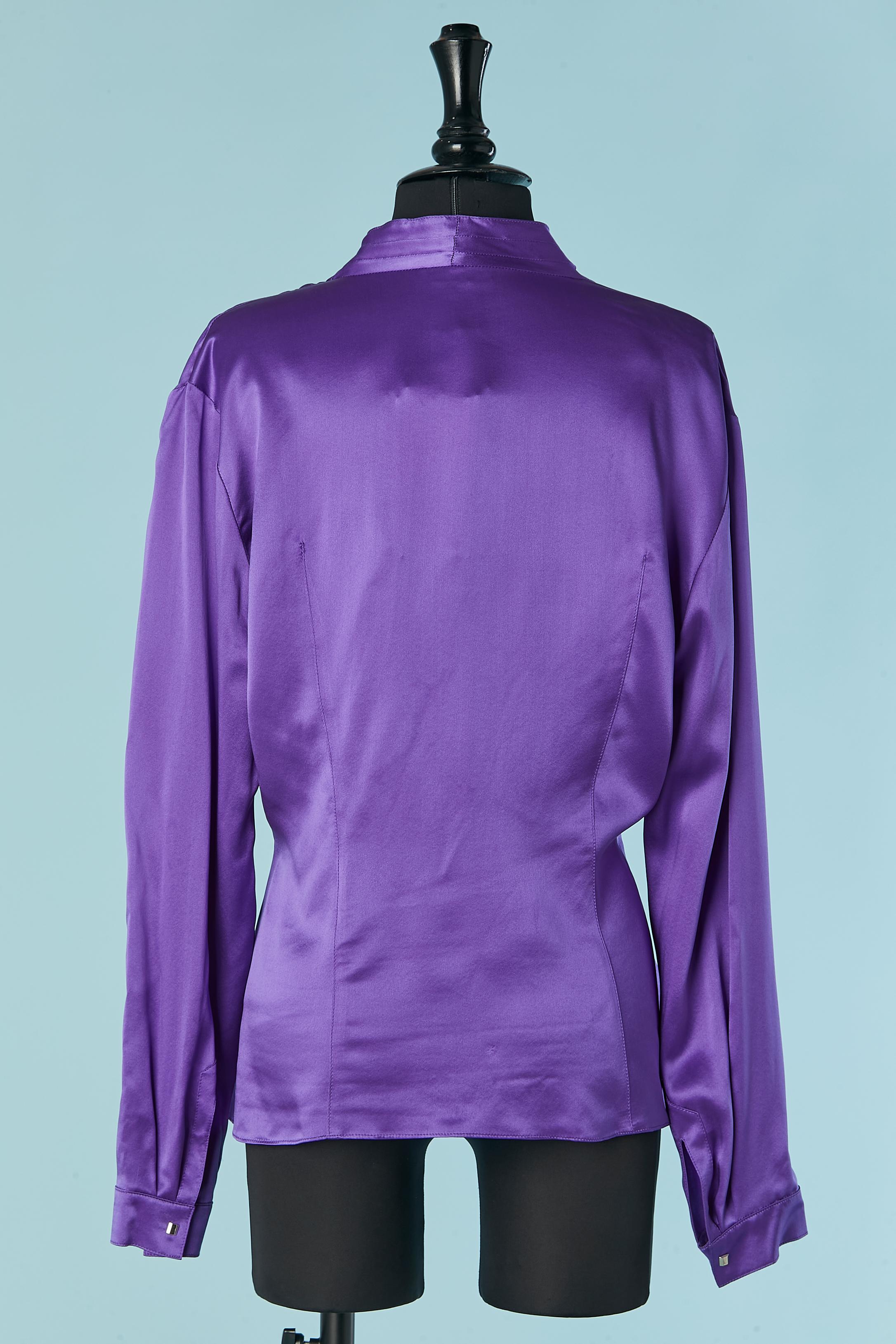 Purple silk wrap shirt Thierry Mugler Couture NEW For Sale 2
