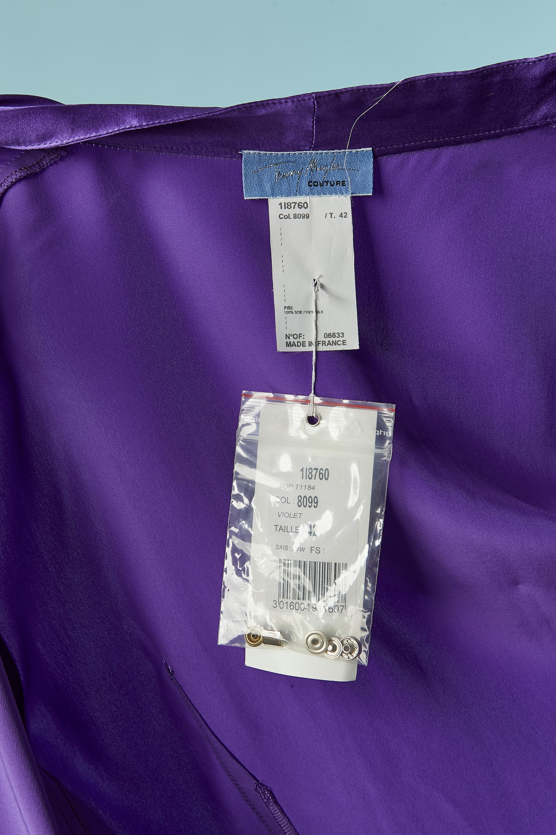 Purple silk wrap shirt Thierry Mugler Couture NEW For Sale 3