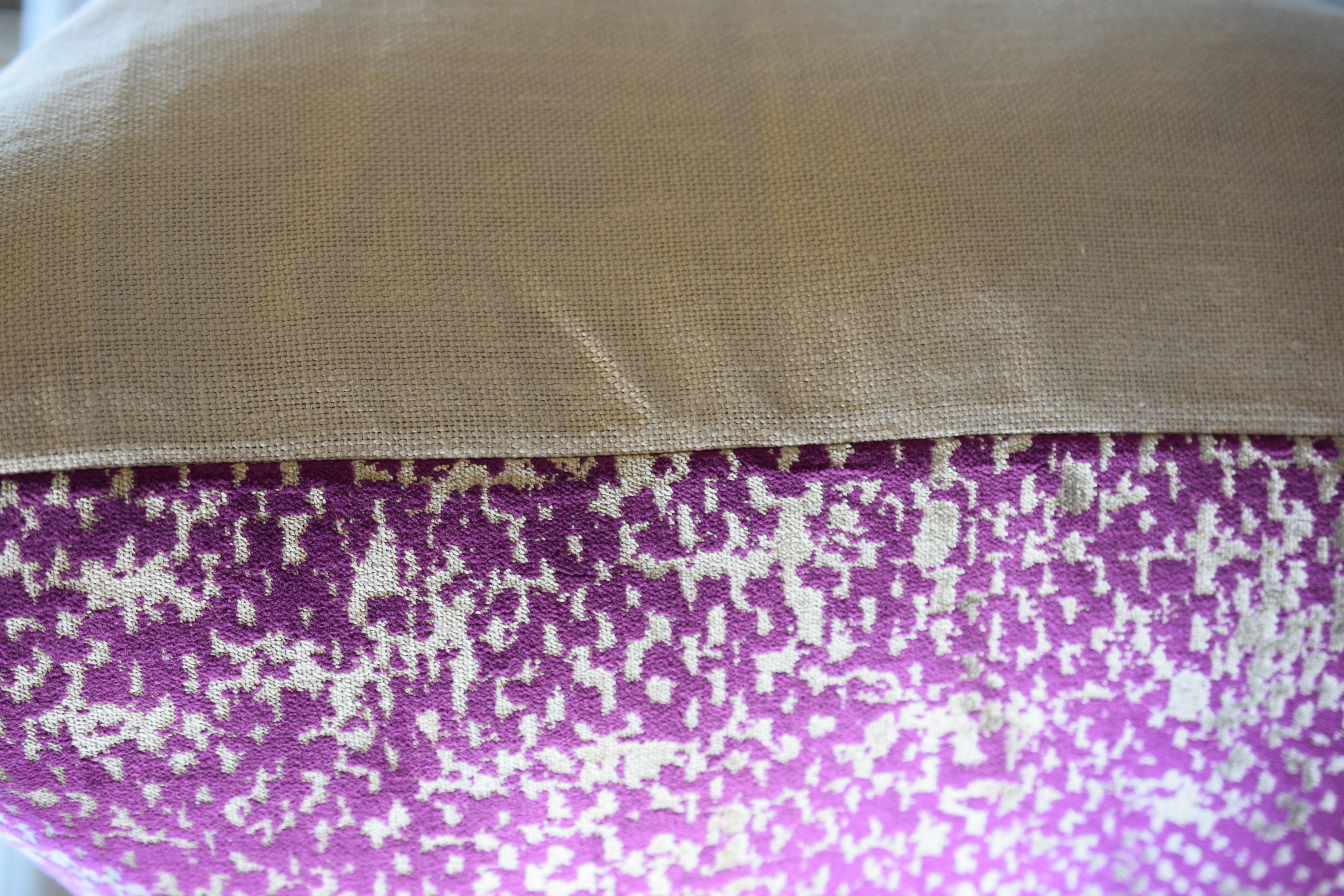 Hand-Crafted Purple & Silver throw pillow in imported velvets- Purple Corals- by Mar de Doce For Sale