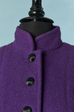 Purple single breasted coat with black button Saint Laurent Rive Gauche 1970's