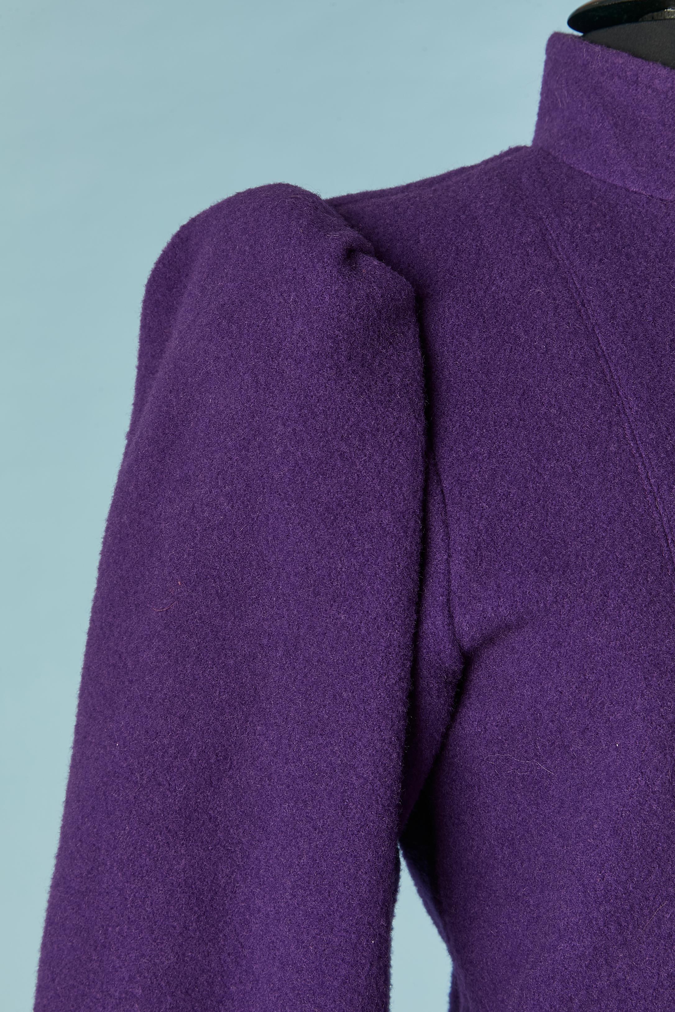 Viola Cappotto monopetto viola con bottoni neri Saint Laurent Rive Gauche anni '70 in vendita