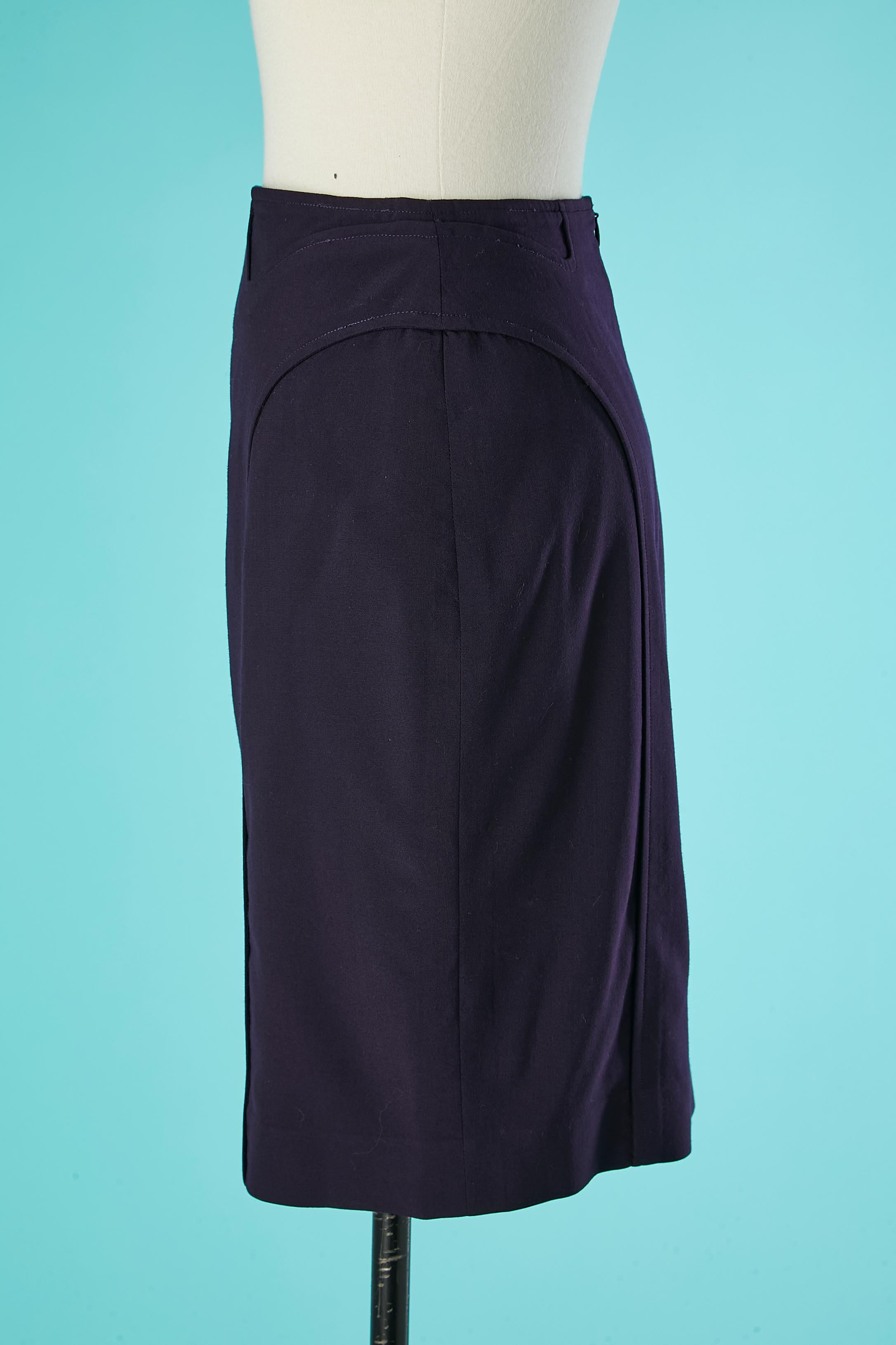 Tailleur jupe violet avec fermeture éclair au milieu du devant MUGLER  Circa 2000 en vente 4