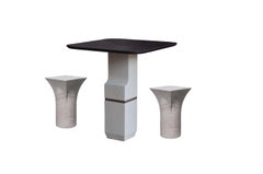 Square-Shaped Table Purple Slate Table with Rectangular Base, Frederic Saulou