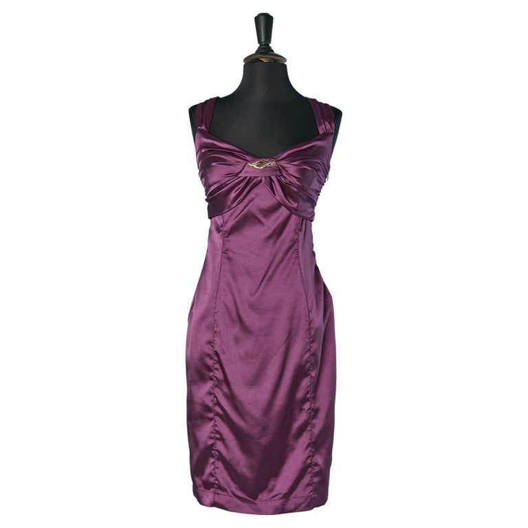Purple sleeveless cocktail dress Roberto Cavalli ( New with tag) For Sale  at 1stDibs