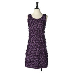 Purple sleeveless cocktail dress with beadwork and fabric petal appliqué CHLOE 2