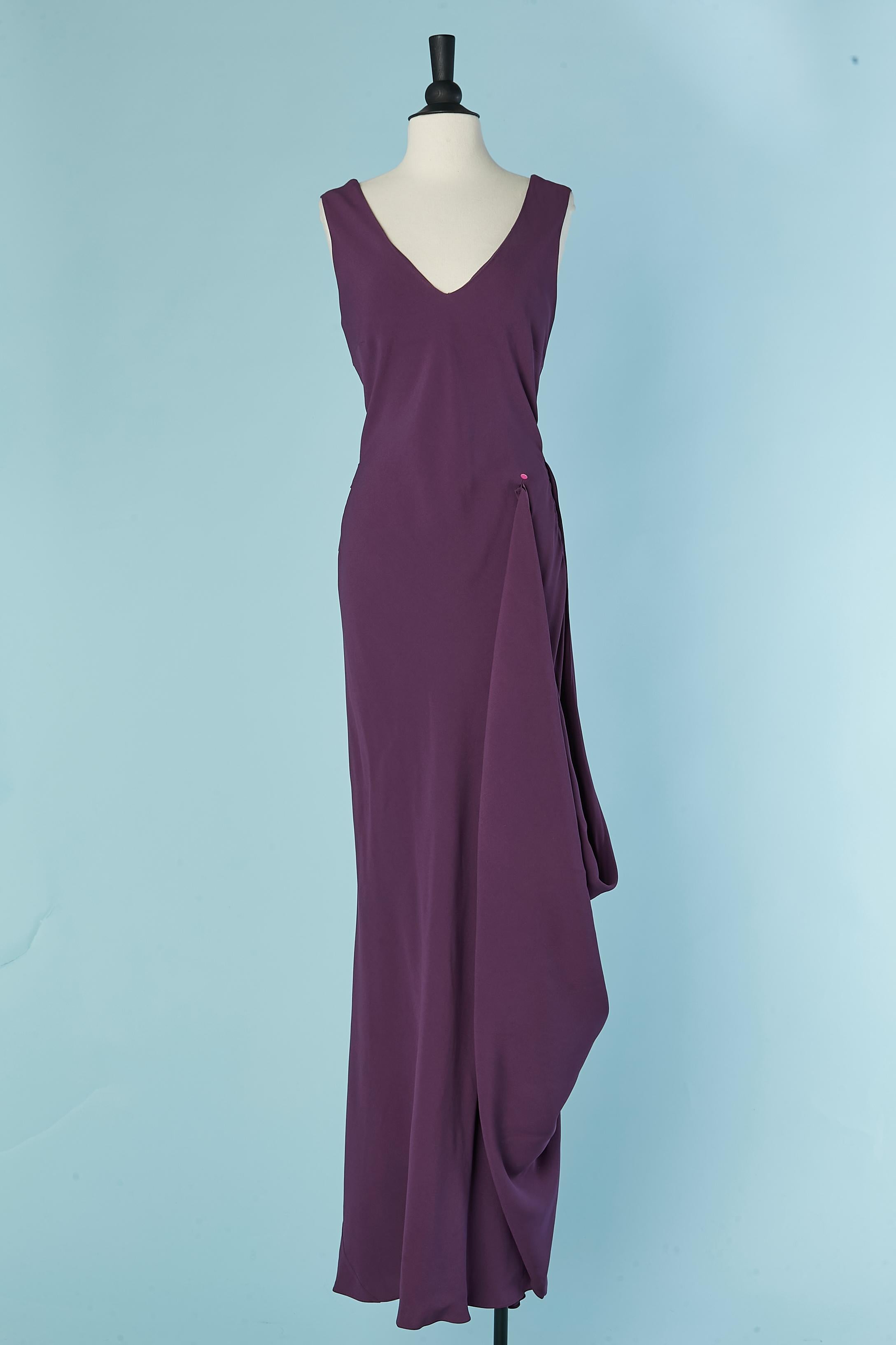 Noir Robe de soirée sans manches de couleur violette avec plis dans le dos  Christian Dior en vente