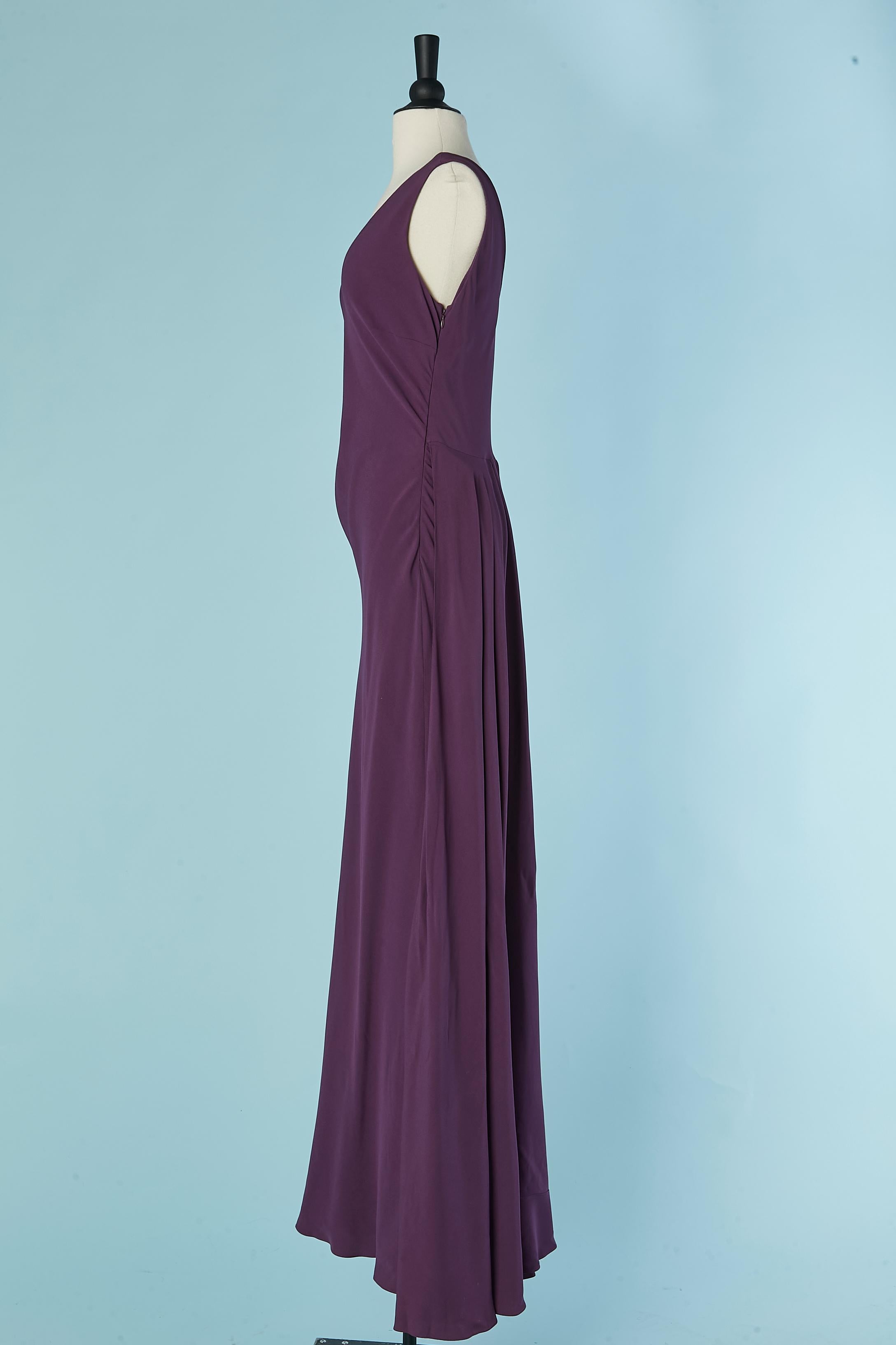 Robe de soirée sans manches de couleur violette avec plis dans le dos  Christian Dior Excellent état - En vente à Saint-Ouen-Sur-Seine, FR