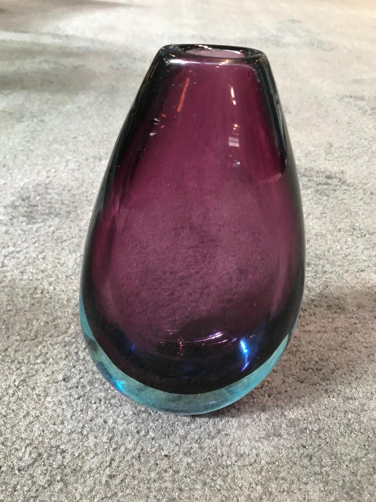 Purple Sommerso Glass Vase Attributed to Flavio Poli For Sale at 1stDibs