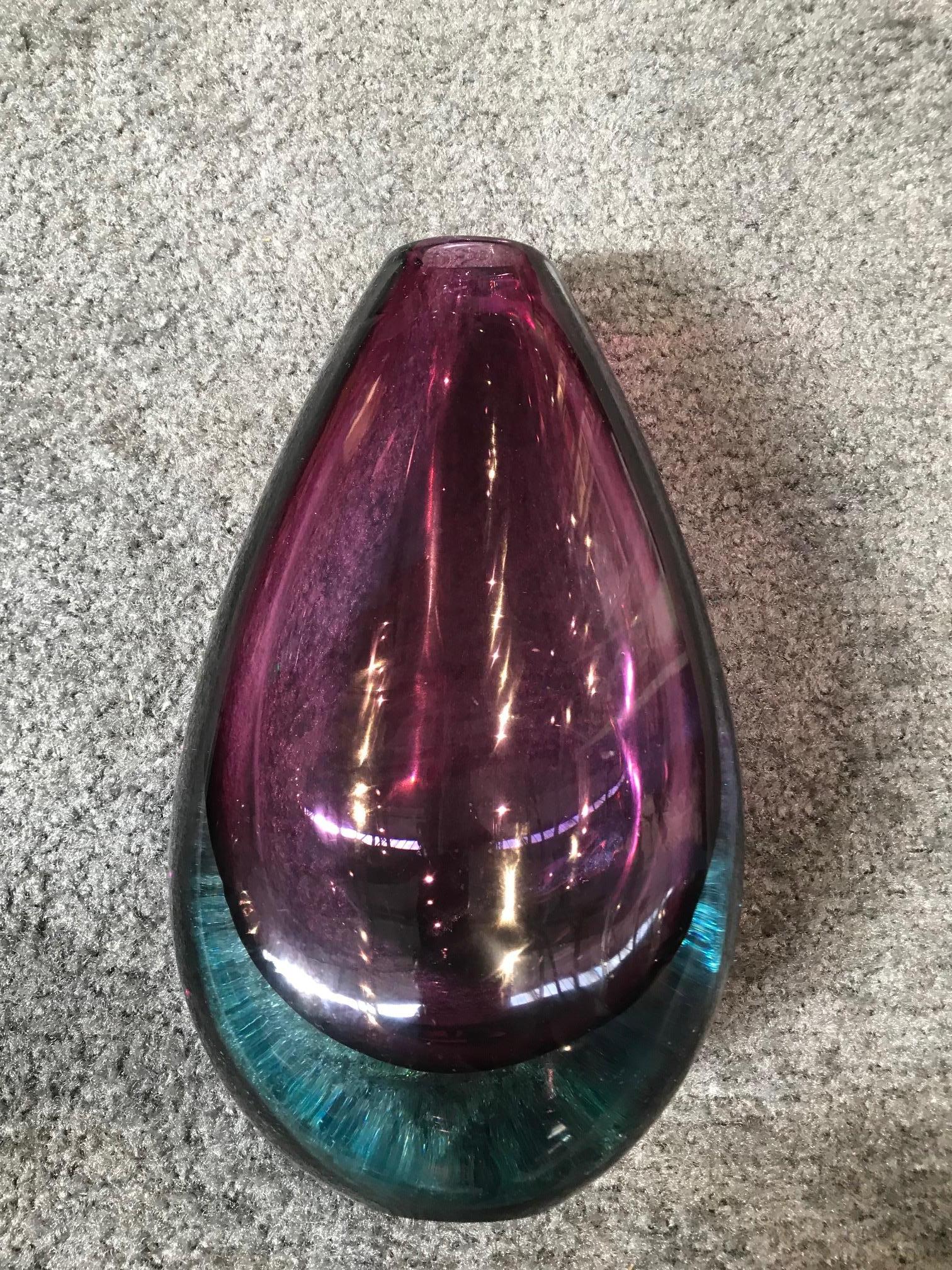 Italian Purple Sommerso Glass Vase Attributed to Flavio Poli For Sale