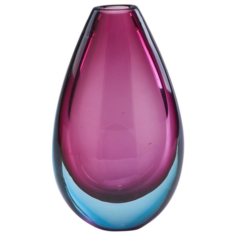Purple Sommerso Glass Vase Attributed to Flavio Poli