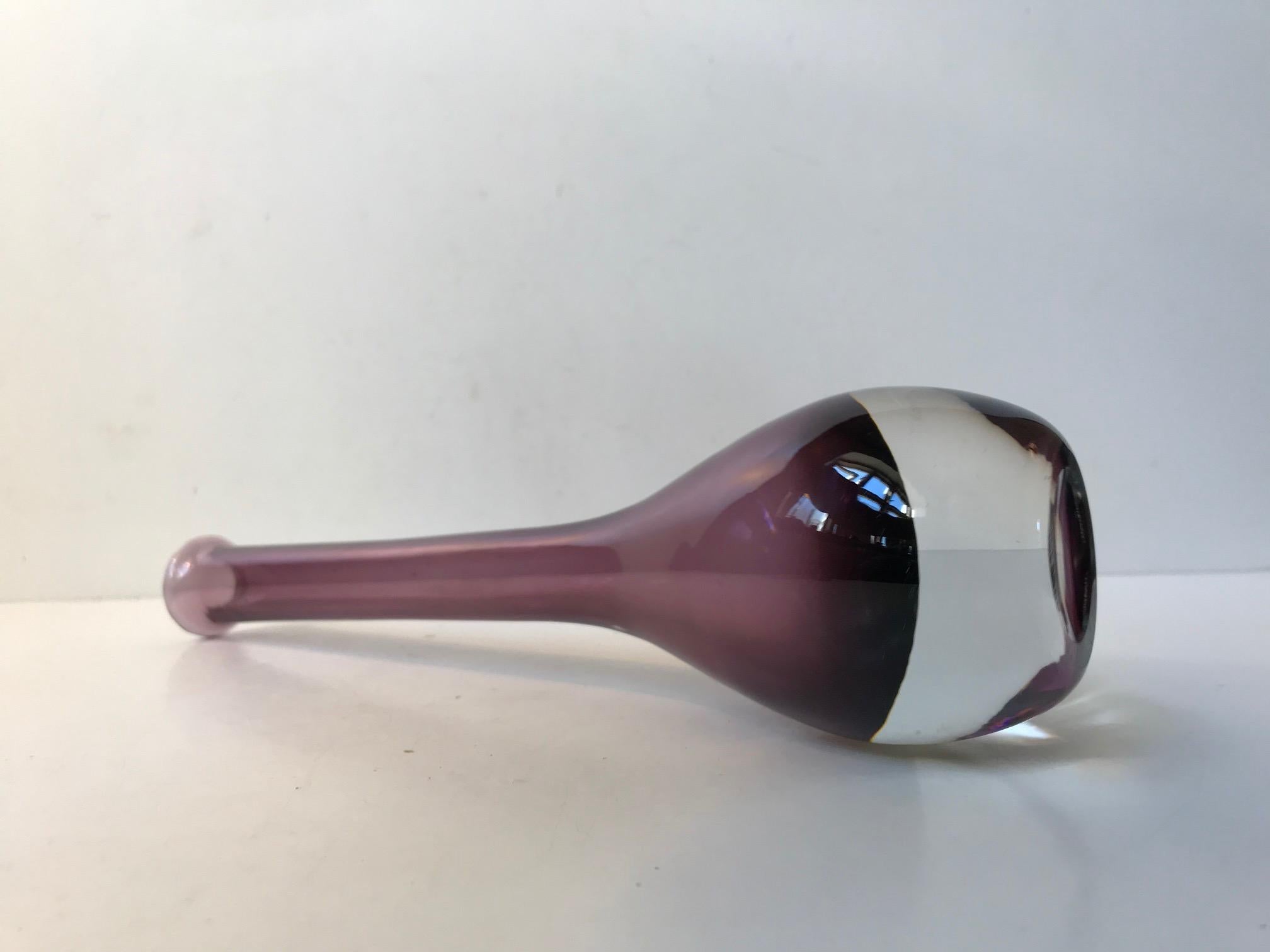 Scandinavian Modern Purple Sommerso Glass Vase by Gunnar Nylund for Strömberg, Sweden, 1950s