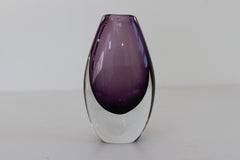 Purple Sommerso Glass Vase by Gunnar Nylund for Strömbergshyttan Sweden, 1960s.
