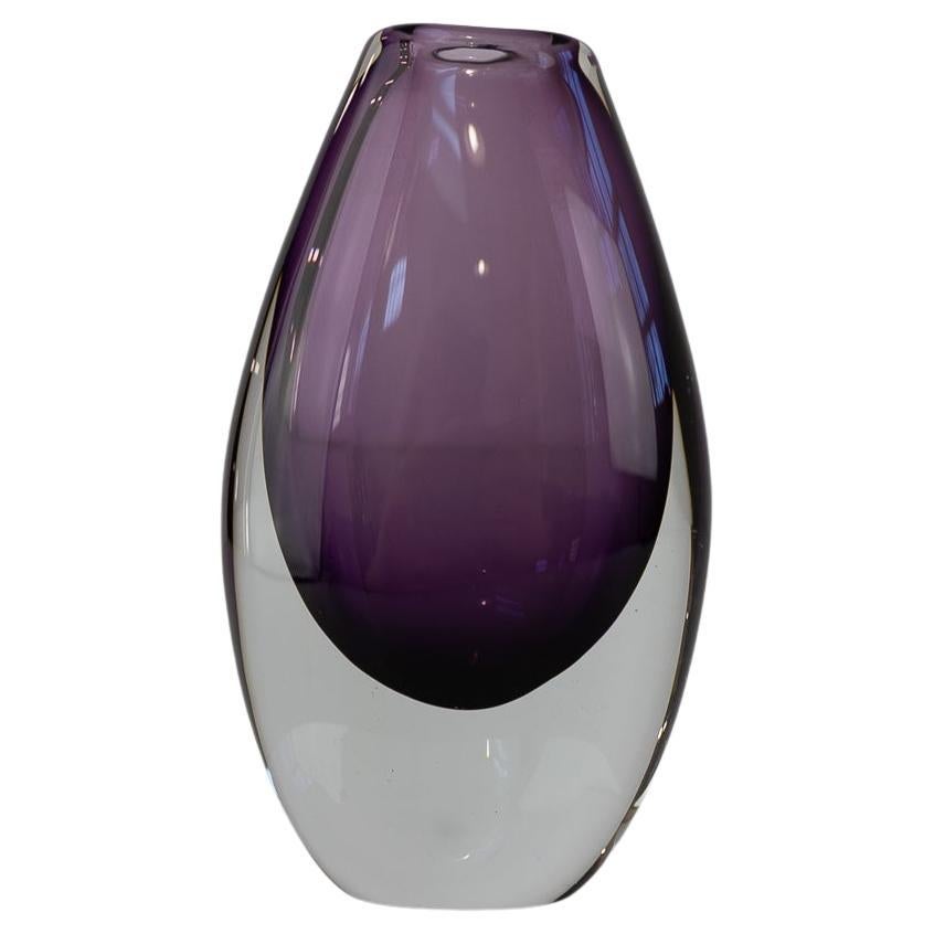 Purple Sommerso Glass Vase by Gunnar Nylund for Strömbergshyttan Sweden, 1960s.