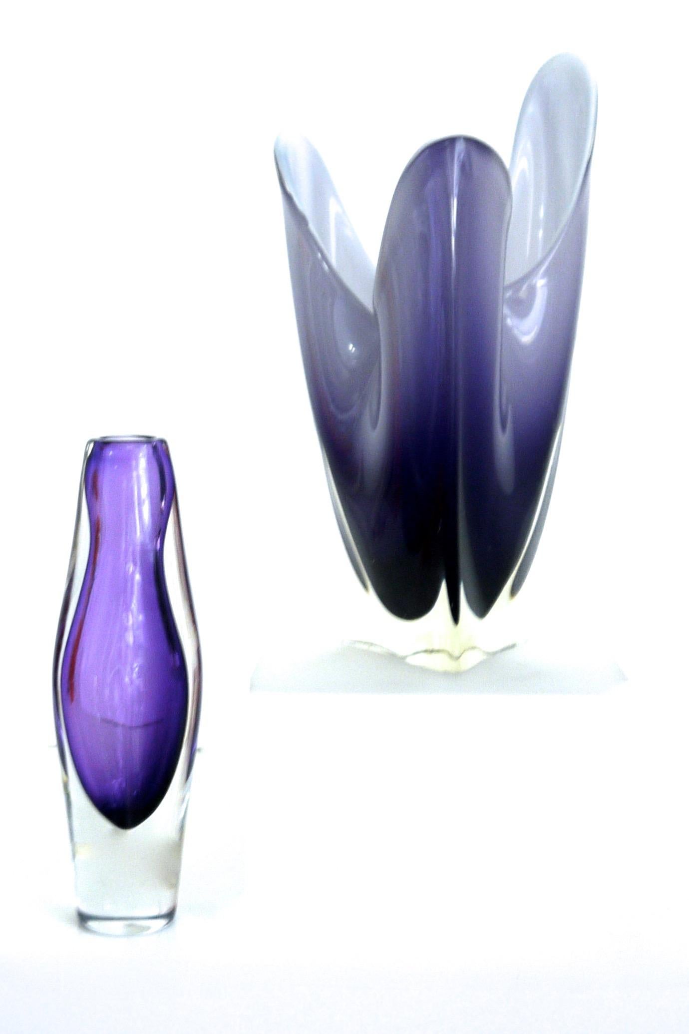 Purple Sommerso Vase by Josef Schott for Smallandshyttan In Good Condition In Halstead, GB
