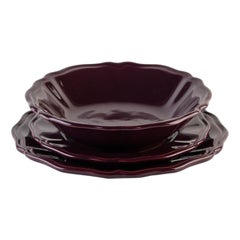 Purple Soup plates serve: Soup, holder, side plate for 4. Handmade in Italy 2024