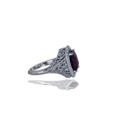 Purple Spinel, 4.77 Carat, White Gold Halo Diamond Natural Ring
