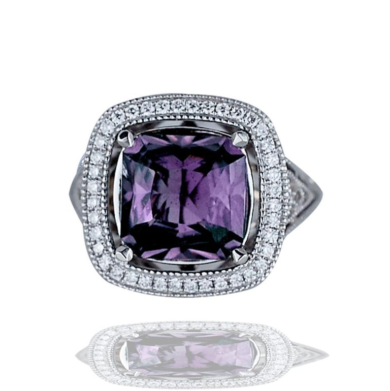 Purple Spinel, 4.77 Carat, White Gold Halo Diamond Natural Ring For ...