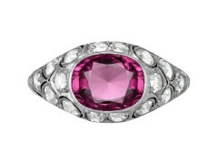 Purple spinel and diamond cluster ring, circa 1920.