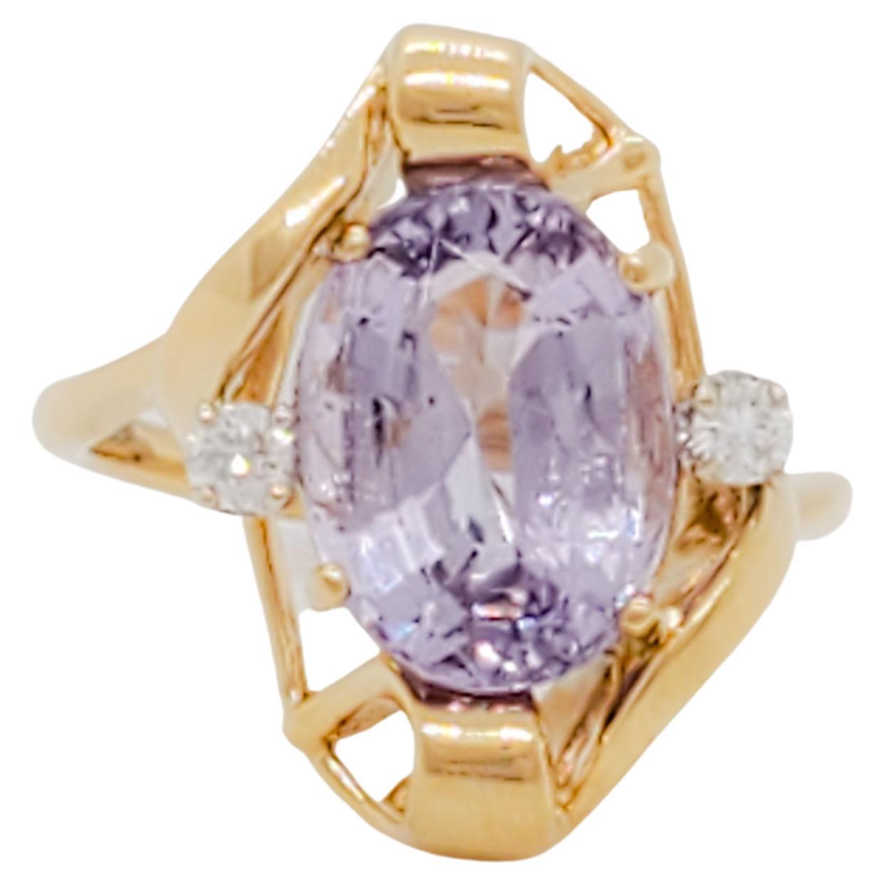 Purple Spinel and Diamond Cocktail Ring in 18k Yellow Gold For Sale