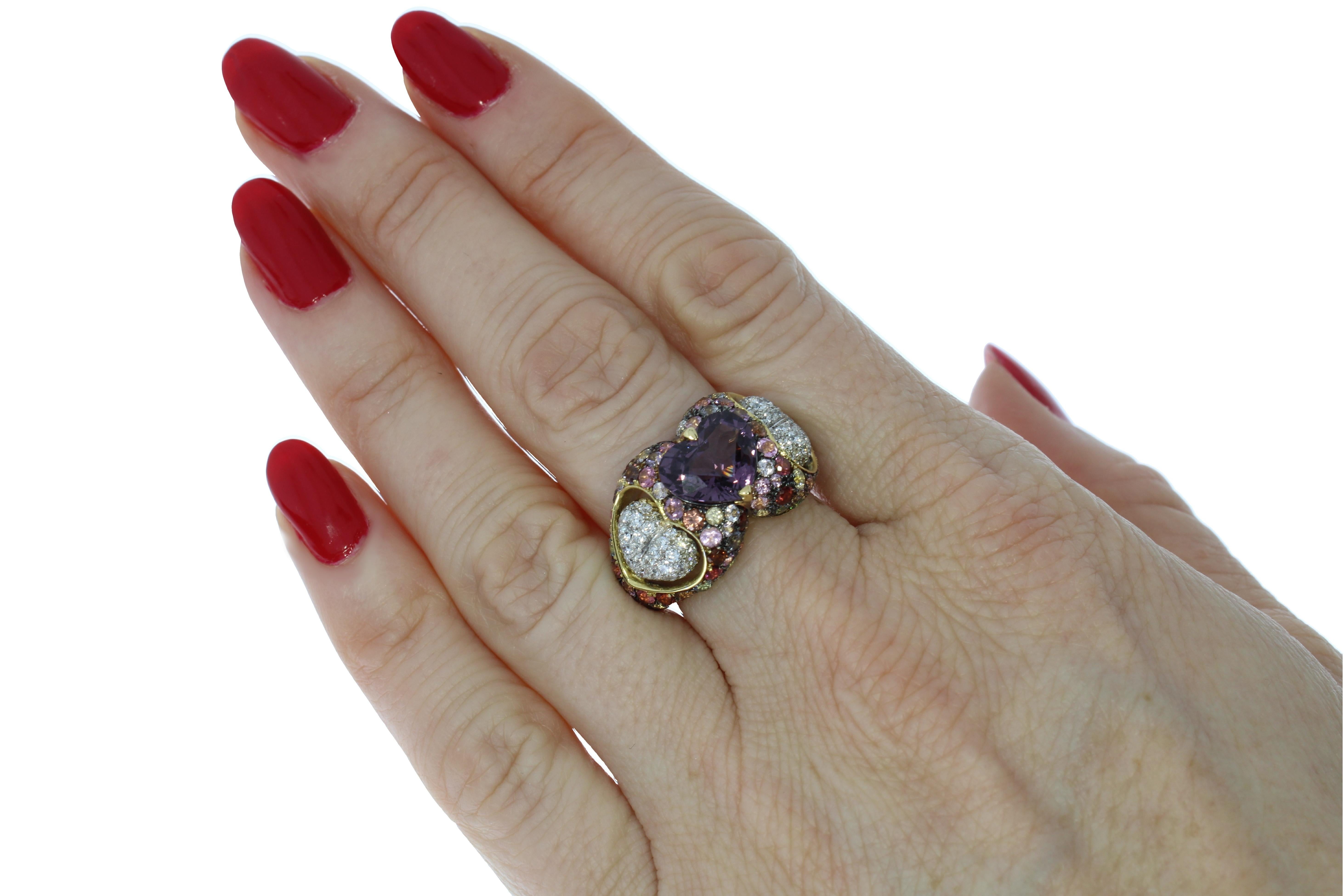 purple diamond heart ring