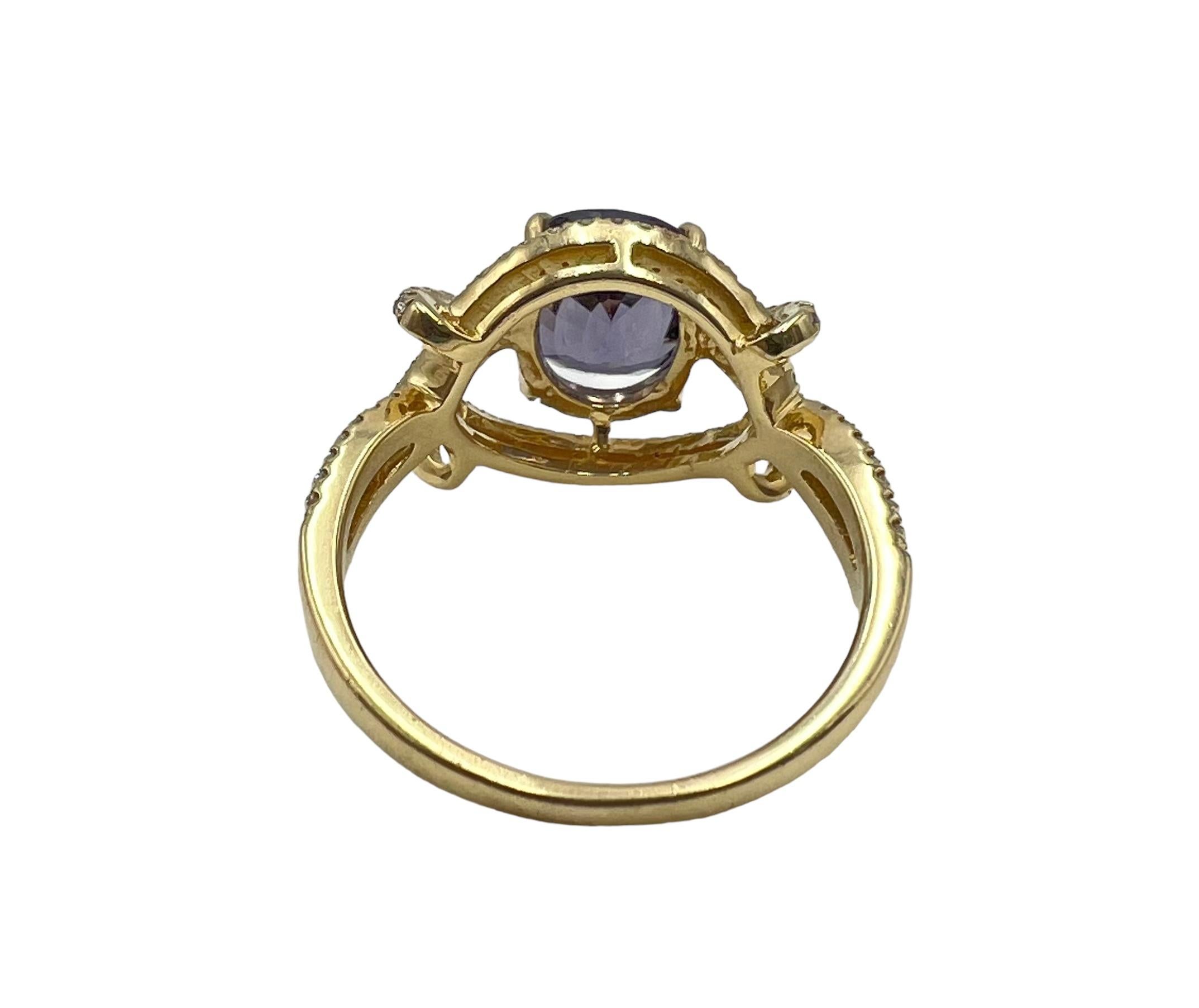 Modern Purple spinel and diamond ring For Sale