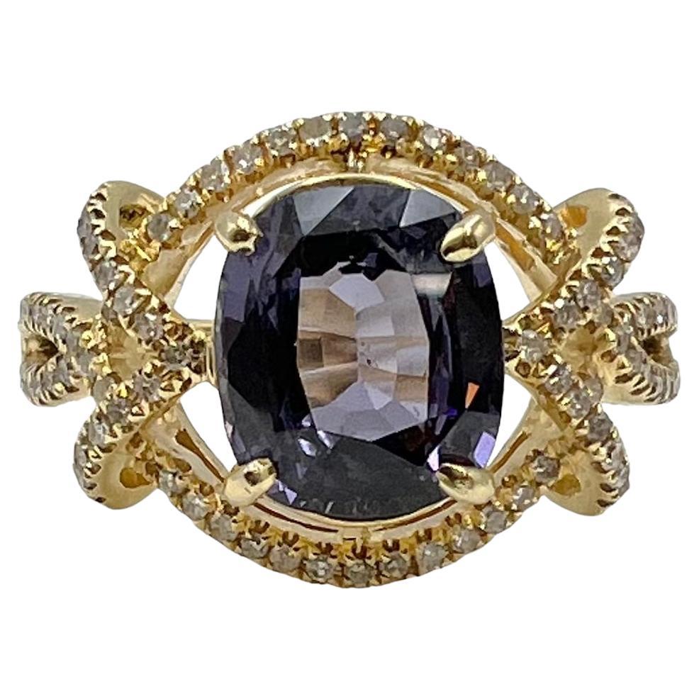 Purple spinel and diamond ring