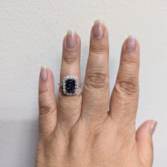 Purple Spinel and White Diamond Ring in 18K White Gold