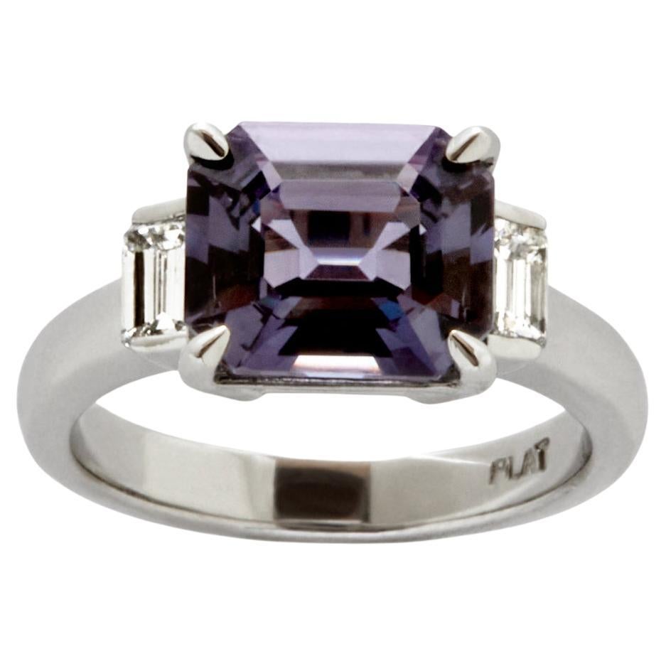 Purple Spinel, Diamond and Platinum Ring For Sale