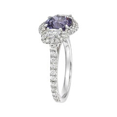 2.30 Carat Natural Lavender Spinel Three Stone Diamond Ring Platinum by Merkaba