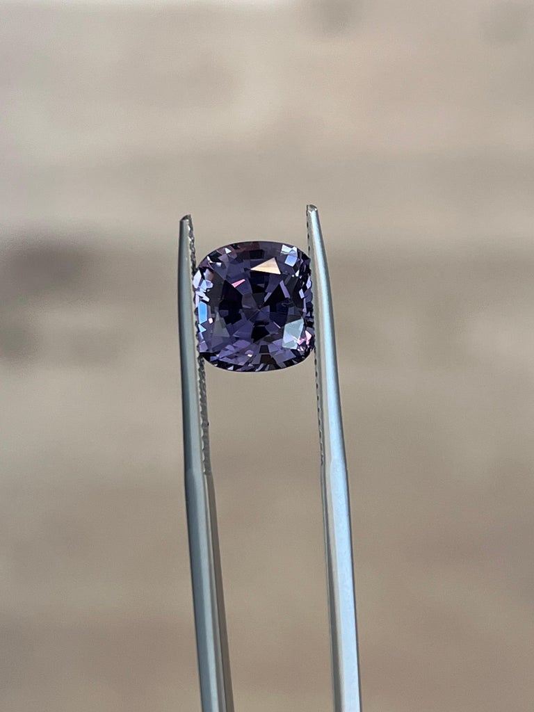 Purple Spinel Ring Gem 4.63 Carat Cushion Loose Gemstone Loupe Clean In New Condition For Sale In Beverly Hills, CA