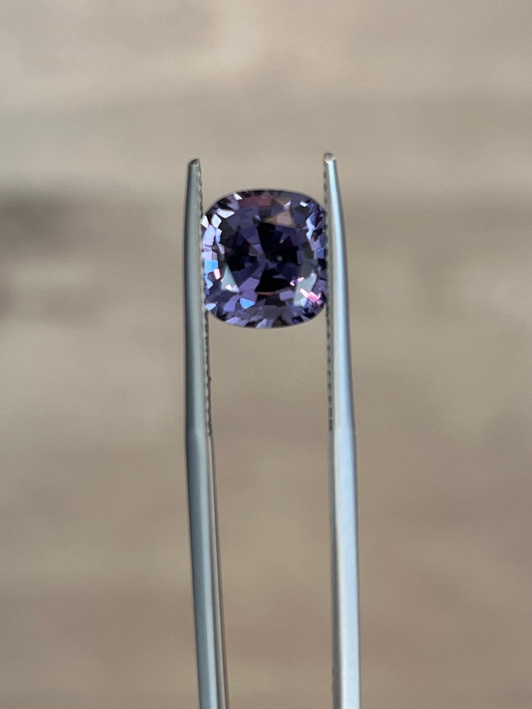 Purple Spinel Ring Gem 4.63 Carat Cushion Loose Gemstone Loupe Clean For Sale 1