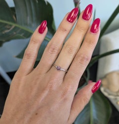 Purple Spinel Ring with Earth-Mined Diamond Accents in Solid 14K Gold, Round 5mm