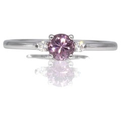 Purple Spinel Ring with Earth-Mined Diamond Accents in Solid 14K Gold, Round 5mm