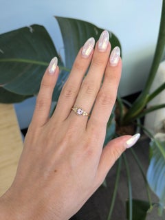 Purple Spinel Ring with Earth-Mined Diamond Accents: Solid 14K Gold – Round 6mm