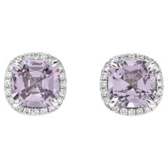Elegant 4.81 Carat Lavender Spinel Cushion & Diamond Stud Earrings – Luxury Gift
