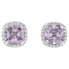 Purple Spinel Stud Earrings 4.81 Carat Cushion