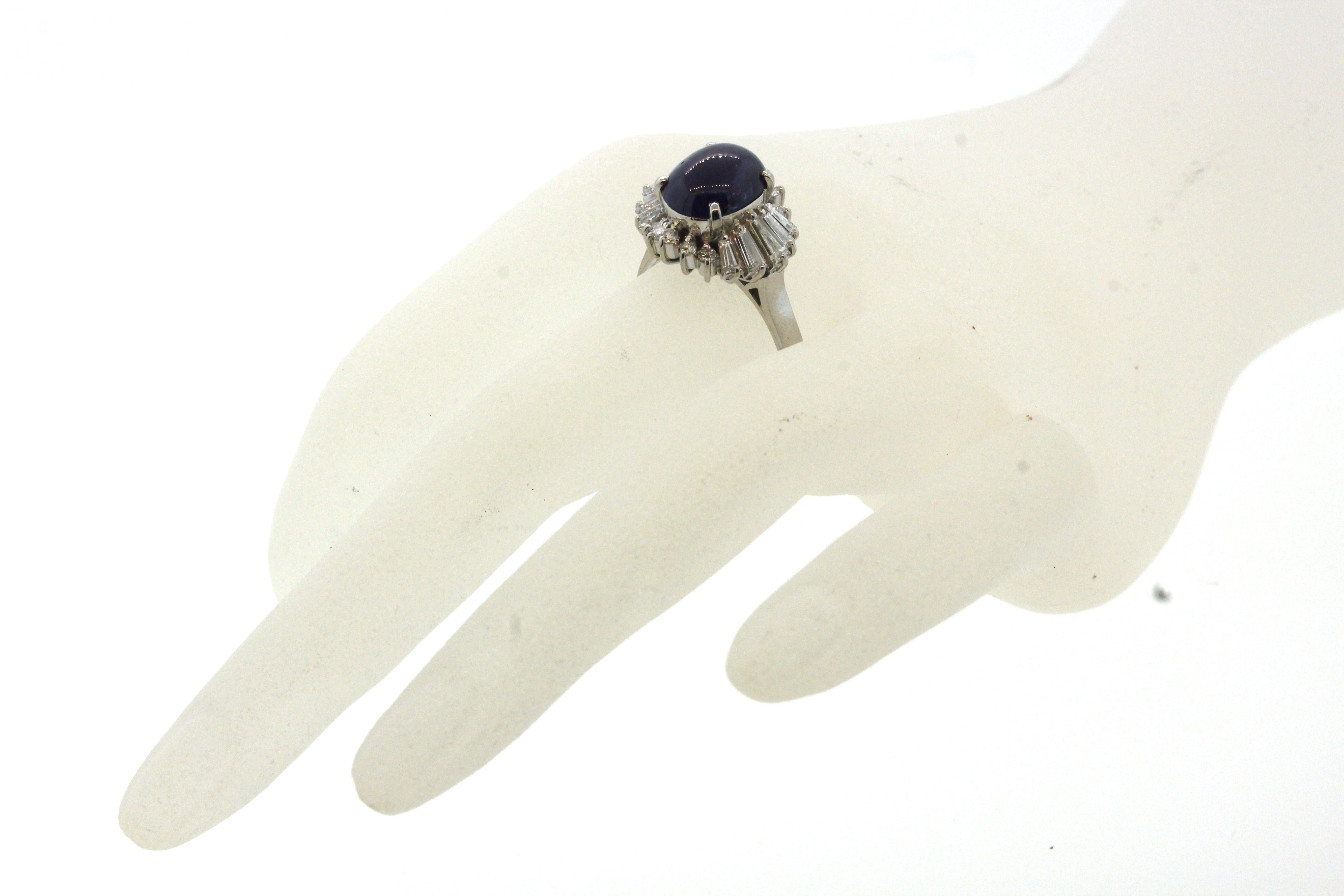 Purple Star Sapphire Diamond Platinum Ring For Sale 3