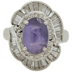 Used Purple Star Sapphire Diamond Platinum Ring