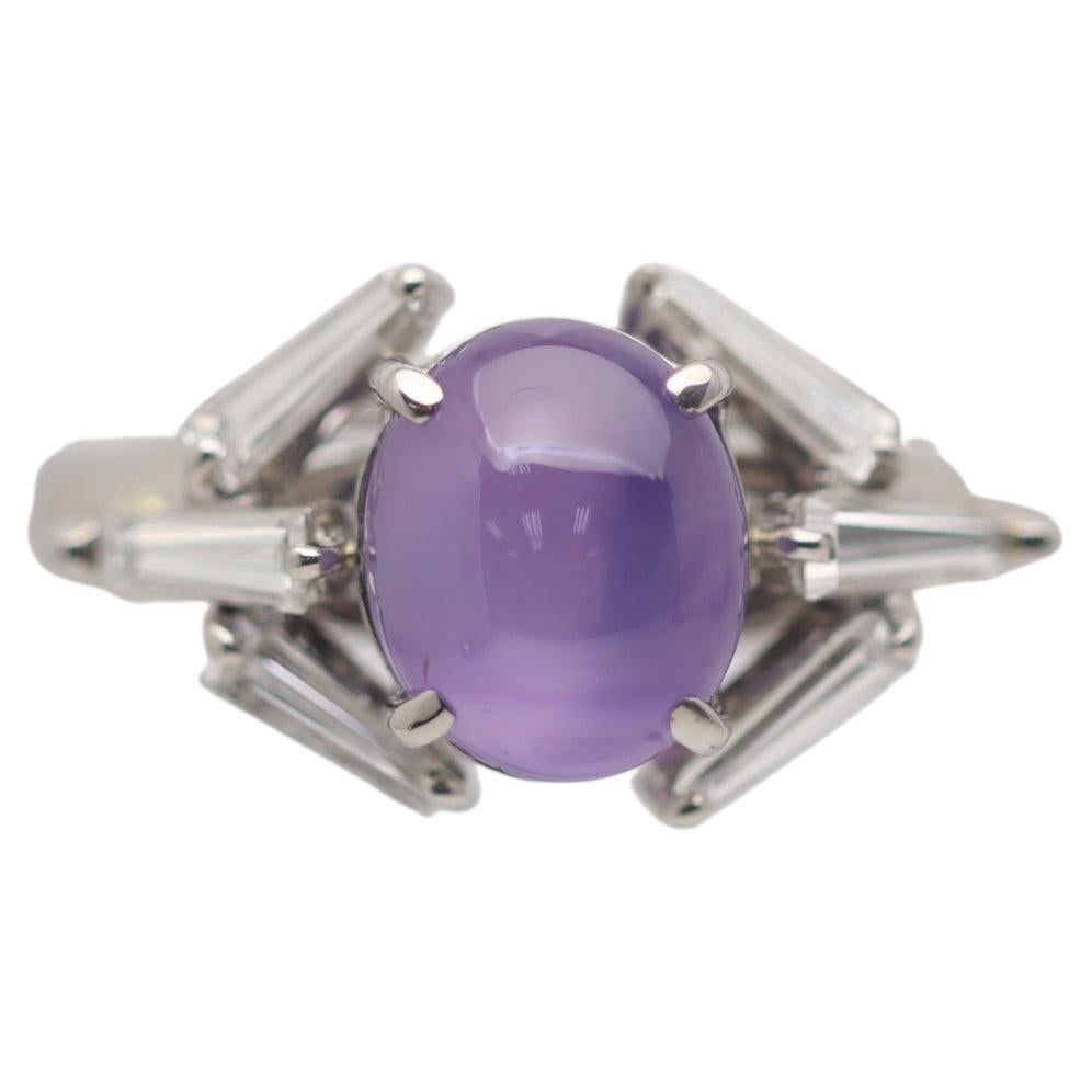 Purple Star Sapphire Diamond Platinum Ring For Sale